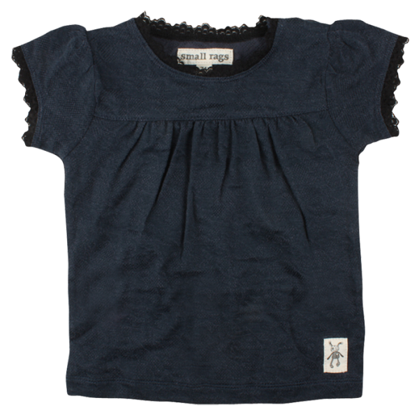 Bay tmavomodré čipkované tričko s krátkymi rukávmi  | Small Rags
