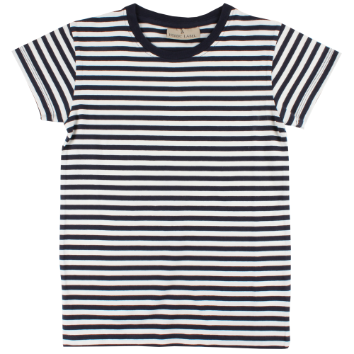 Pr&uacute;žkovan&eacute; čierno-biele tričko s elastanom a kr&aacute;tkymi ruk&aacute;vmi Oeko-Tex | NORDIC LABEL