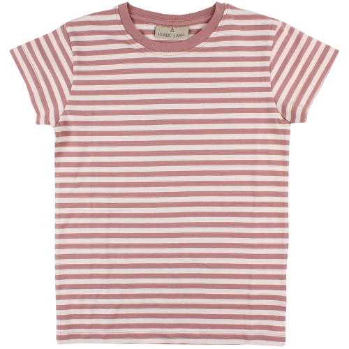 Pr&uacute;žkovan&eacute; elastick&eacute; bledoružov&eacute;/&scaron;koricov&eacute; tričko s kr&aacute;tkymi ruk&aacute;vmi Oeko-Tex | NORDIC LABEL