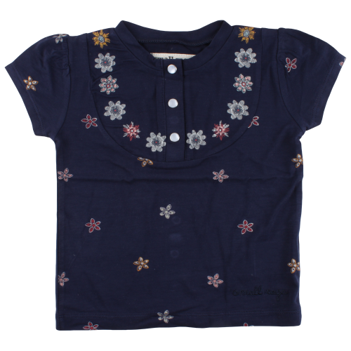 Iris Tmavomodré kvetinkové tričko Oeko-Tex | SMALL RAGS