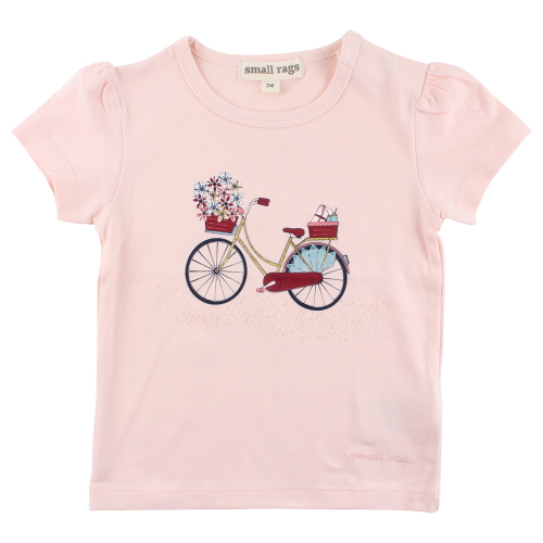 Iris Bledoružov&eacute; tričko s maľovan&yacute;m bicyklom a kvetinkami| SMALL RAGS