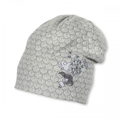 Dievčensk&aacute; bledosiv&aacute; &scaron;molko čiapka s v&yacute;&scaron;ivkou dievčatka s p&uacute;pavou  | Sterntaler