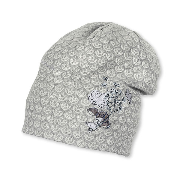 Dievčensk&aacute; bledosiv&aacute; &scaron;molko čiapka s v&yacute;&scaron;ivkou dievčatka s p&uacute;pavou  | Sterntaler