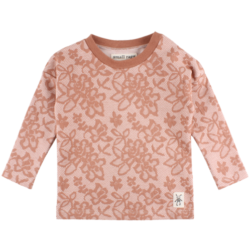 Bay čipkované tričko/mikina s dlhými rukávmi ružovomedenej farby | Small Rags