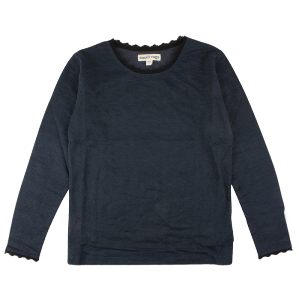 Bera tmavomodr&eacute; čipkovan&eacute; tričko s dlh&yacute;mi ruk&aacute;vmi  | Small Rags